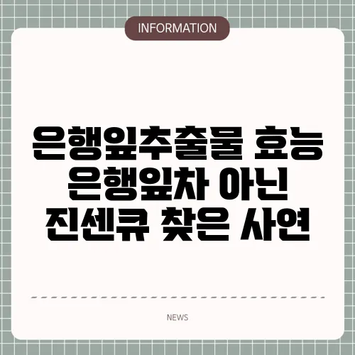 은행잎추출물 효능 은행잎차 아닌 진센큐 찾은 사연