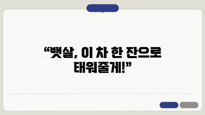 뱃살 빼는 최쫎0의 음식 차 약초 알아보기