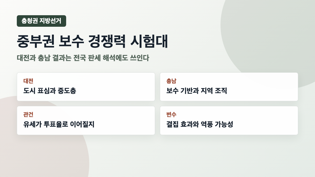 충청권 지방선거 보수 결집 효과 카드