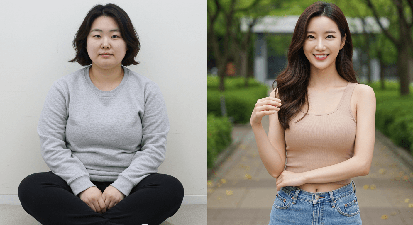 단발머리여성과-긴머리여성의모습