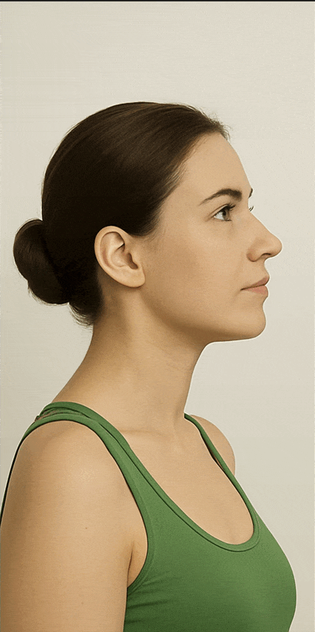 이중턱 없애는 방법&amp;#44; 이중턱을 개선하는데 효과적인 운동인 턱 들어올리기 운동(Chin Lift) 모습&amp;#44; AI generated illustration