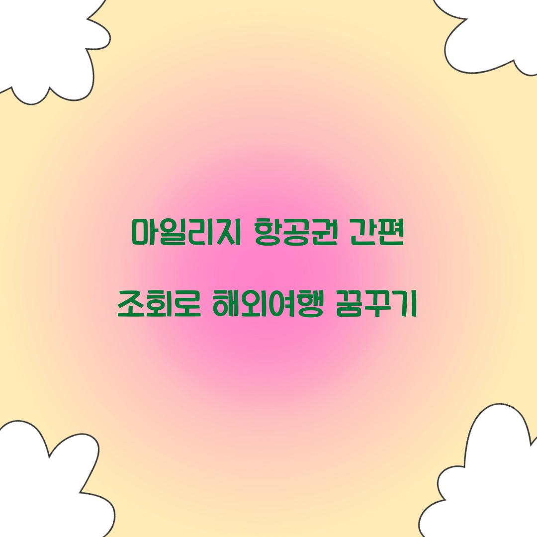 마일리지 항공권 간편 조회