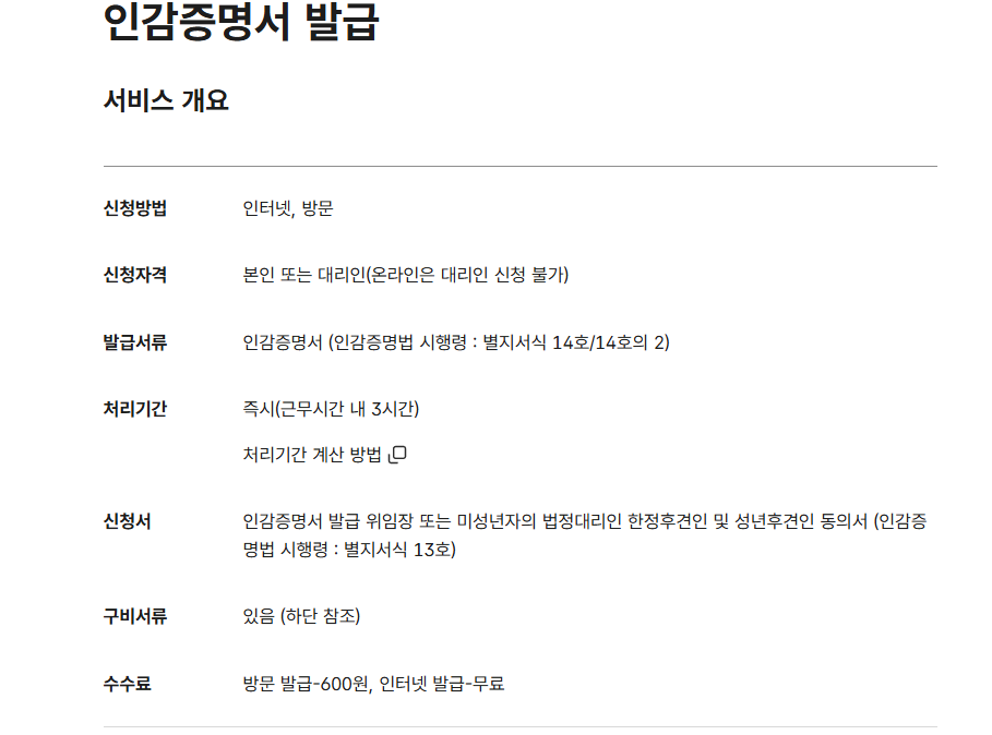 인감증명서 인터넷발급 방법