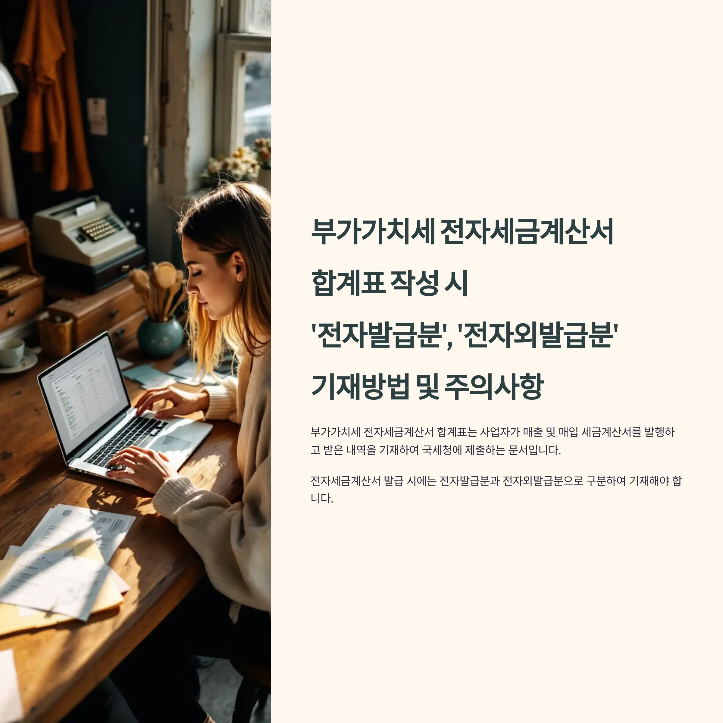 부가가치세 전자세금계산서 합계표 작성 시 &amp;#39;전자발급분&amp;#39; 기재방법