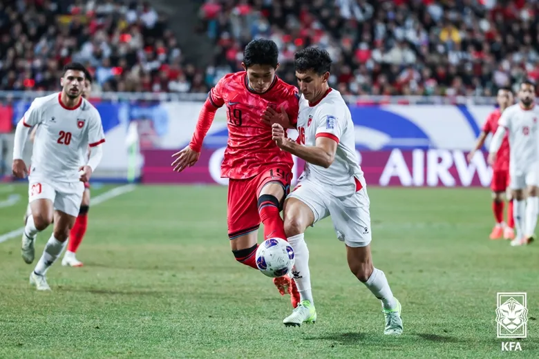 한국 축구 요르단전 결과 '2026 월드컵 아시아 최종예선 B조 8차전' [이재성 선제골 1-1 무승부 양민혁 A매치 데뷔전]