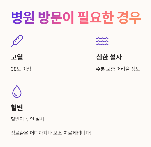 정로환과 장염의 관계 : 병원 진료가 필요한 경우