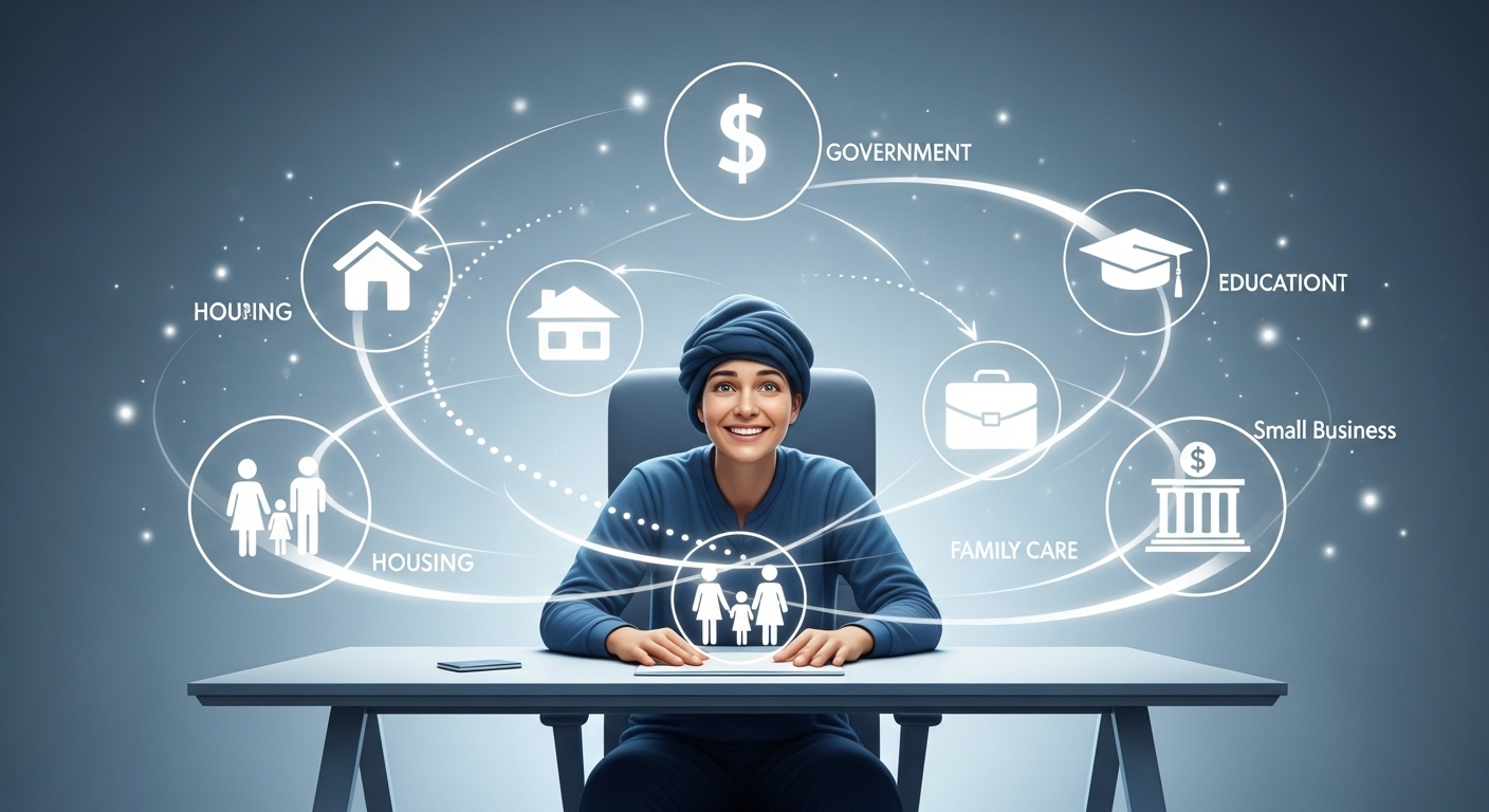 2025년 11월 정부 지원금 정보와 신청 절차를 검색하며 희망을 찾는 사람의 모습.