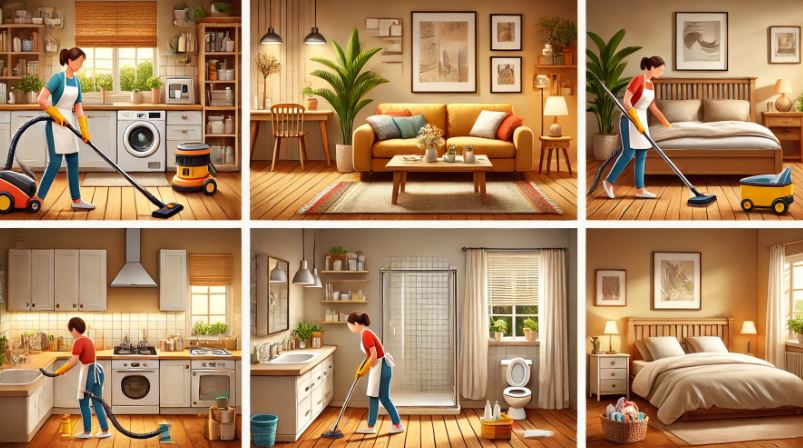 주방, 욕실, 침실 정리