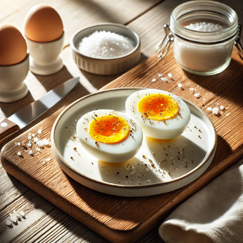 도마-위의-삶은-계란-사진