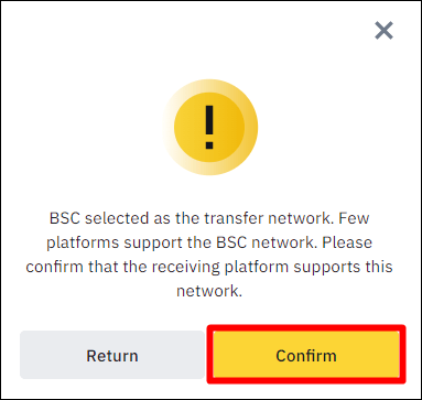 BSC 플랫폼인지 확인하는 문구