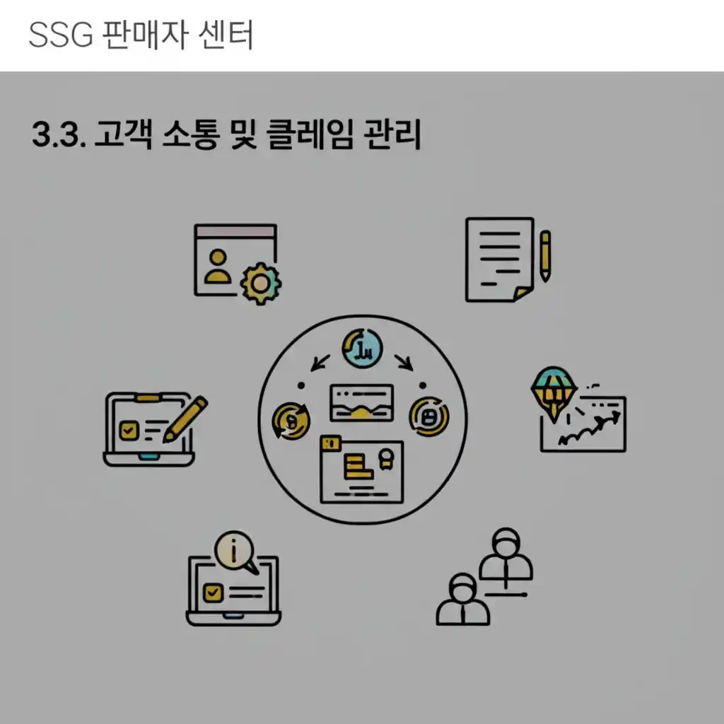 SSG 판매자 센터 3.3. 고객 소통 및 클레임 관리: 판매자가 고객 문의와 클레임을 처리하는 화면.
