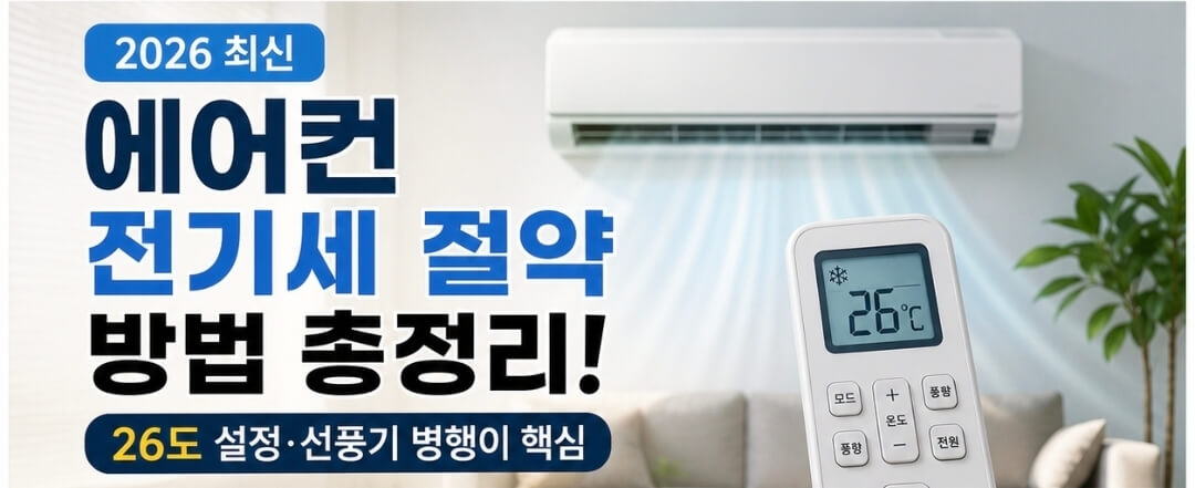 2026 에어컨 전기세 절약 방법 총정리｜26도 설정&middot;선풍기 병행이 핵심
