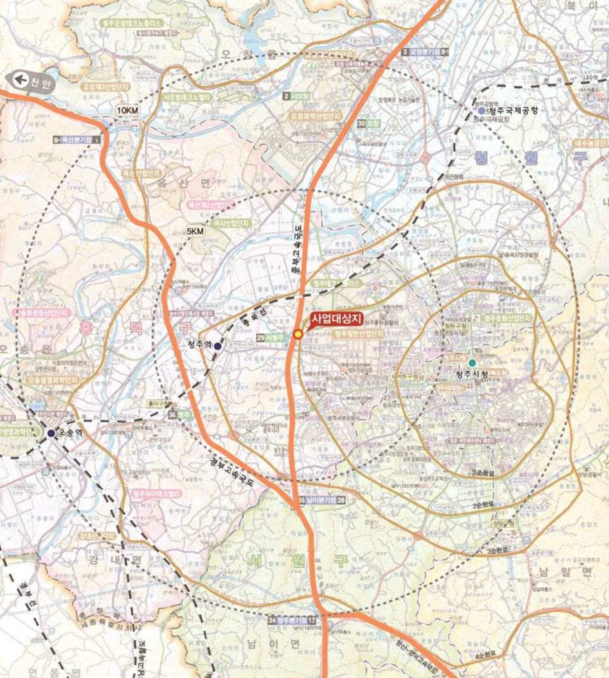 서청주IC 테크노 도시첨단산업단지 위치도