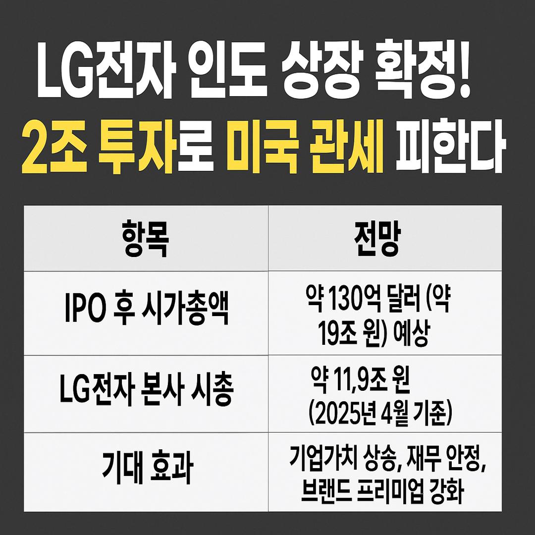 LG전자 인도 상장 확정으로 미국관세를 피하는 것을 표현한 사진