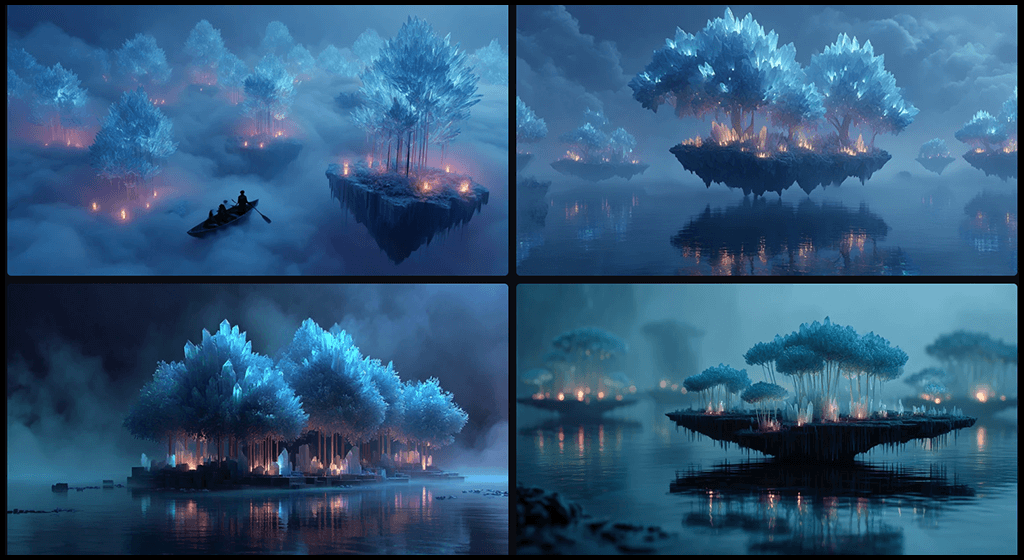 이세계 공간|몽환적이고 초현실적인 부유 섬|Created with Midjourney