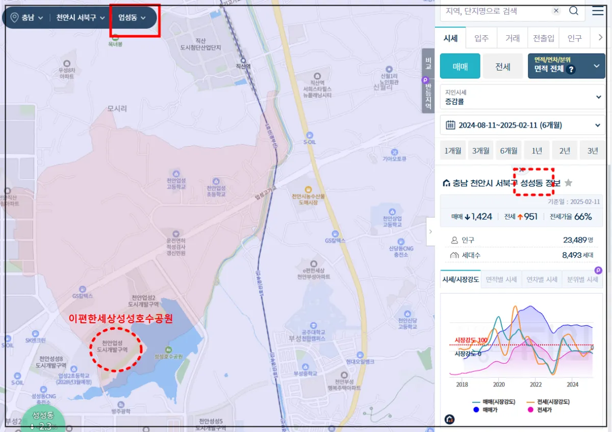 부동산지인-빅데이터지도-업성동