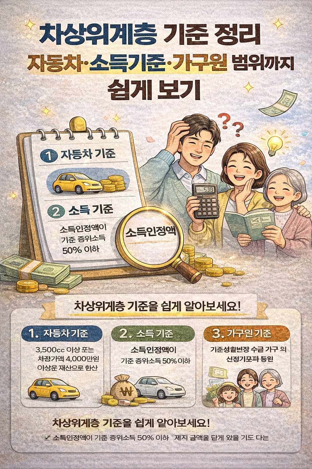 차상위계층 기준 정리, 자동차·소득기준·가구원 범위까지 쉽게 보기