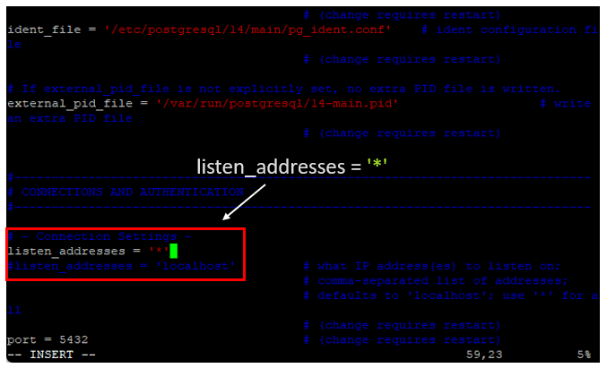 postgresql listen_addresses