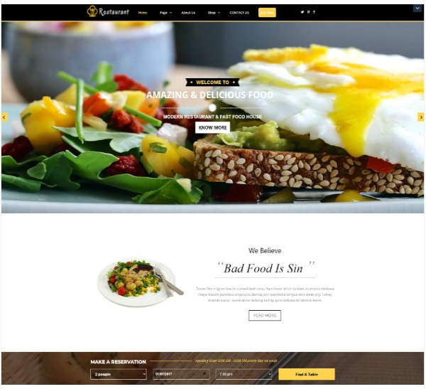 Restaurant 워드프레스 테마