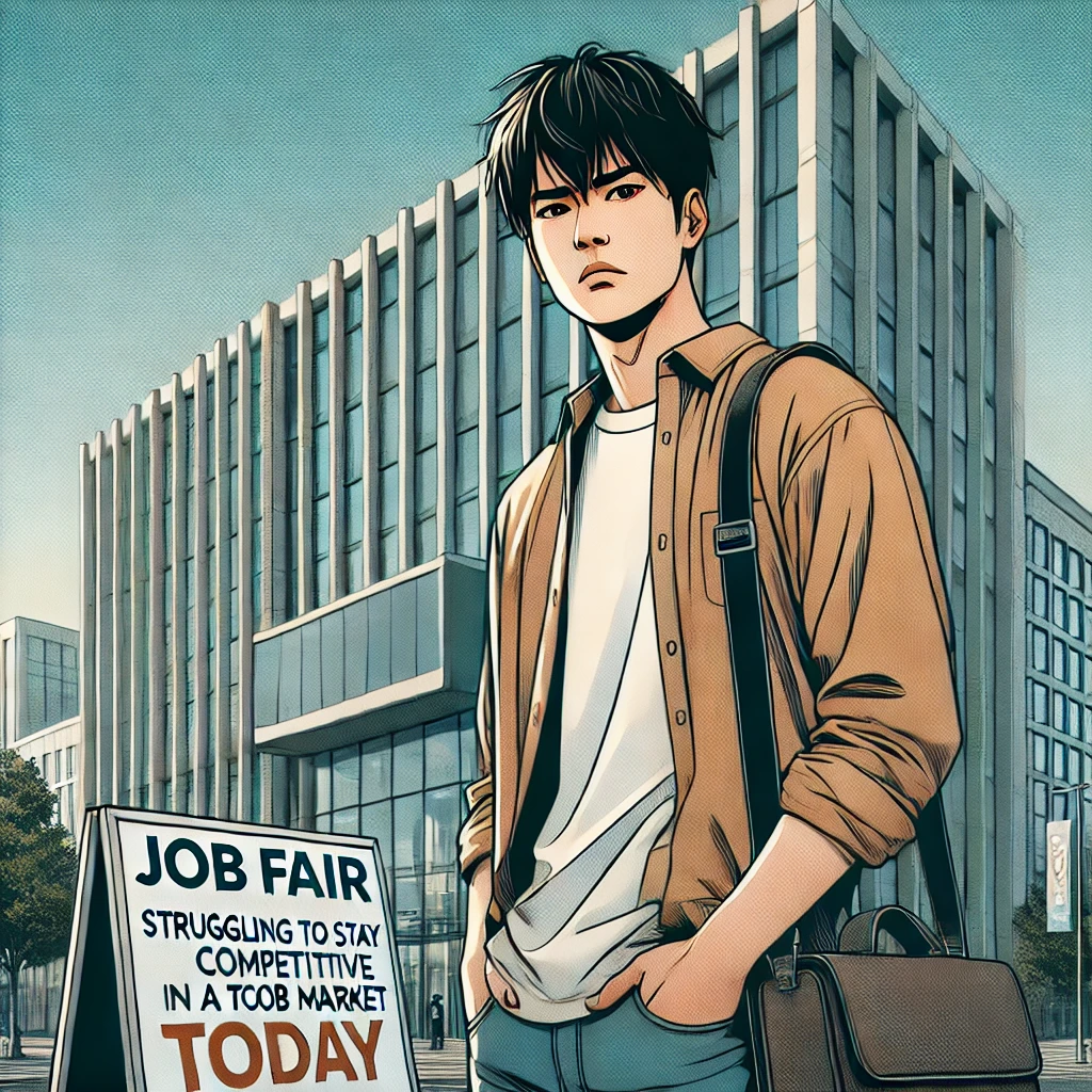취업 경쟁에서 어려움을 겪는 청년