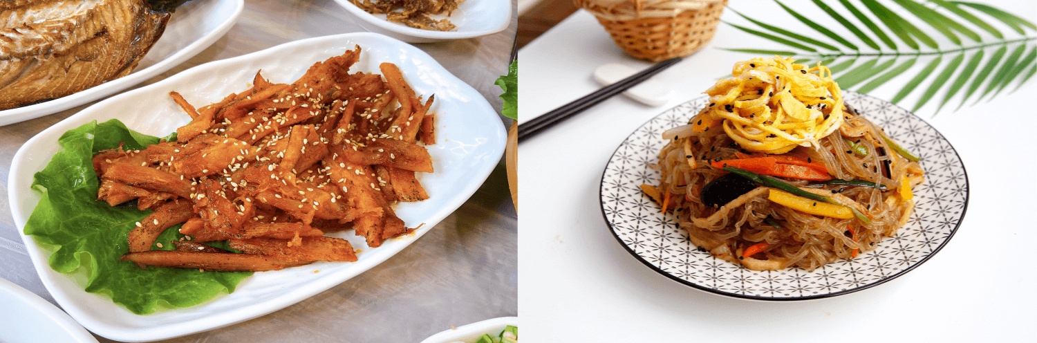 더덕구이와 잡채 사진