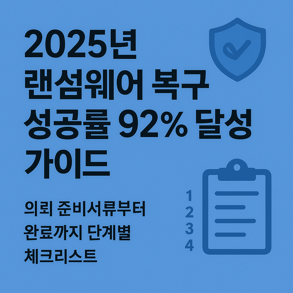 2025년 랜섬웨어 복구 성공률 92% 달성 가이드, 의뢰 준비서류부터 완료까지 단계별 체크리스트