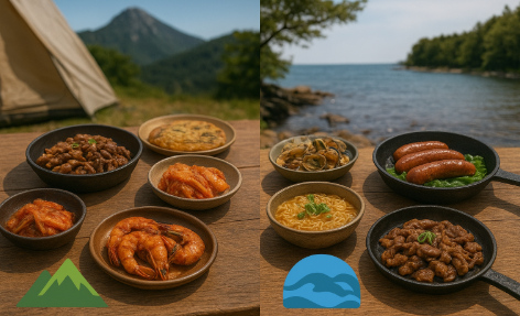 캠핑 음식 요리 관련 사진