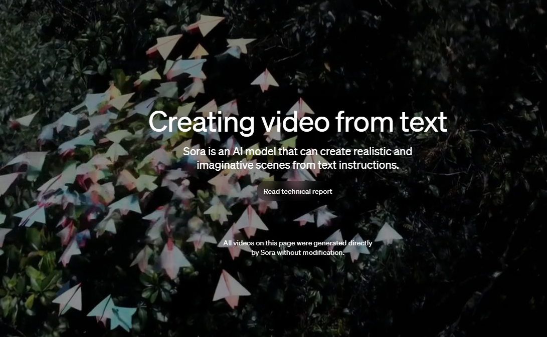 OpenAI가 발표한 새로운 텍스트 기반 비디오 생성 AI, Sora로 비디오 제작의 미래(이미지 출처-openai 공식사이트)
