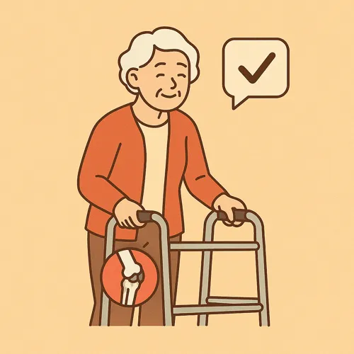 보행보조기 사용 노인 여성 모습