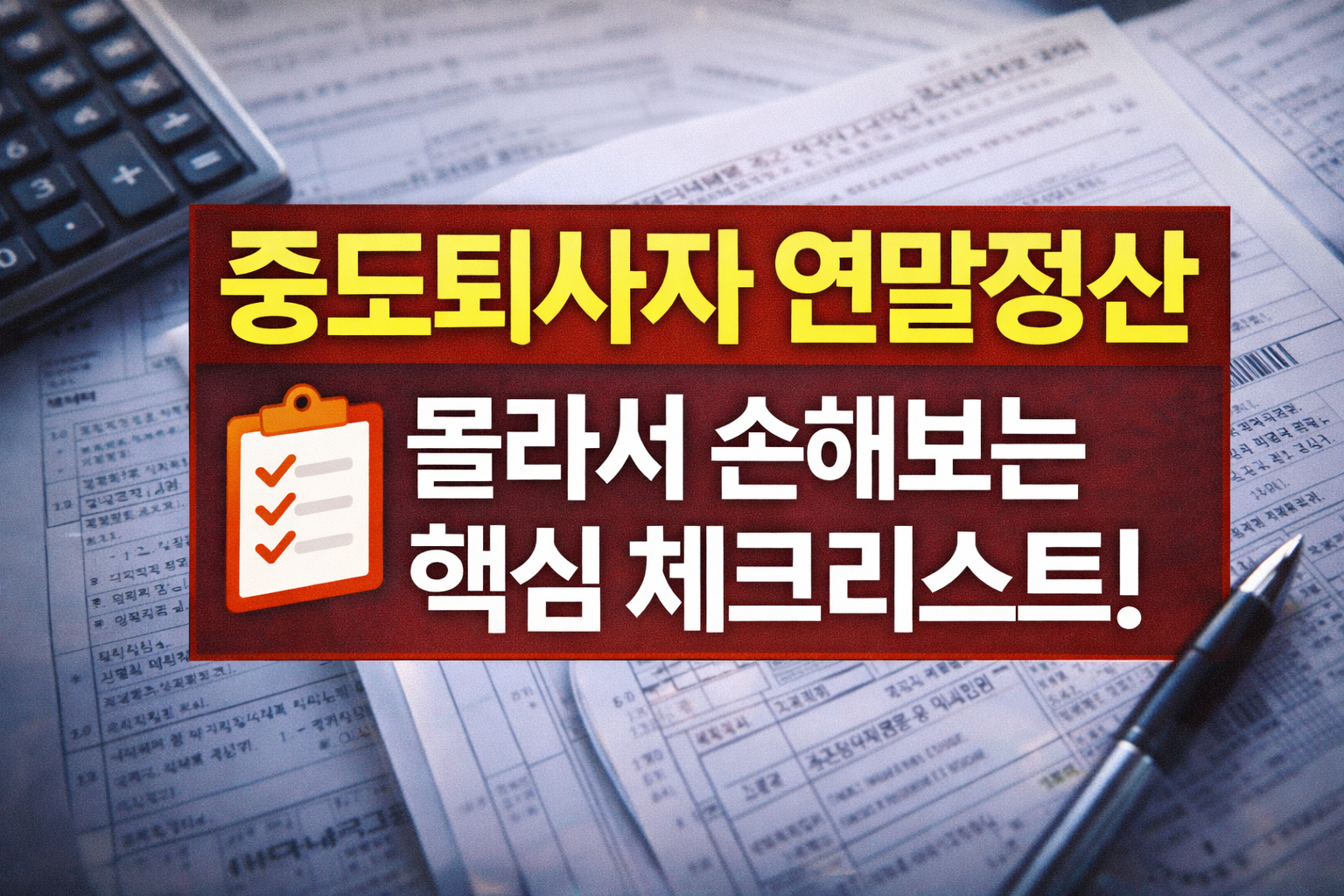 중도퇴사자 연말정산 정보를 강조한 한국어 텍스트 썸네일 이미지