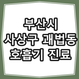 부산시 사상구 괘법동 호흡기 내과 진료 동네 병원