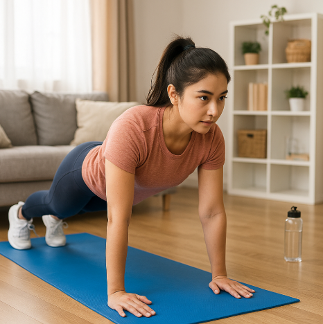 집에서 홈트하는 여자