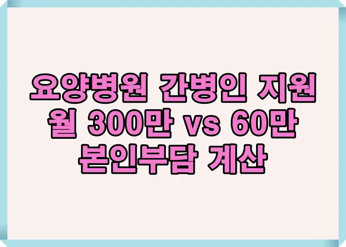 요양병원 간병인 지원 월 300만 원과 60만 원 차이를 건강보험 및 장기요양 적용 기준으로 비교한 대표 이미지