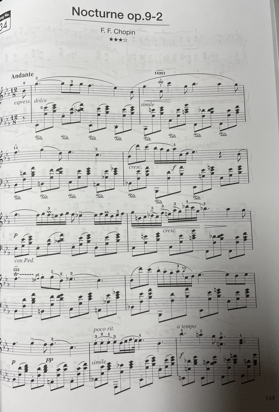 쇼팽 녹턴 Op.9 No.2 악보 사진