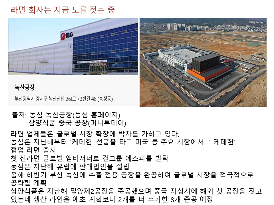 라면 회사들은 들어오는 밀물에 노를 젓는 중