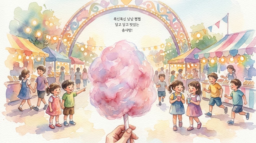 아이가 지은 동시 "솜사탕" - 파마머리 솜사탕이 전하는 달콤한 나눔의 세계