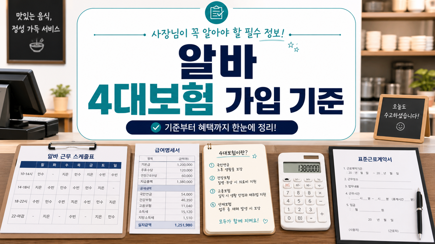 알바 4대보험 가입 기준과 음식점 사장이 월 60시간 주 15시간 기준을 확인해야 하는 이유 정리 이미지