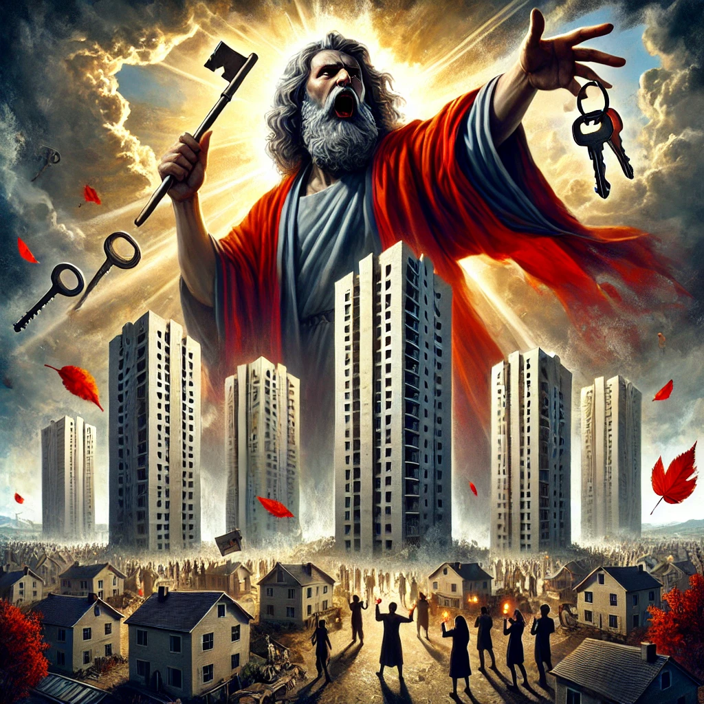 "집과 땅을 독점하며 청년을 압제하는 자들이여, 탐욕의 결과는 너희에게 심판으로 돌아올 것이다!"