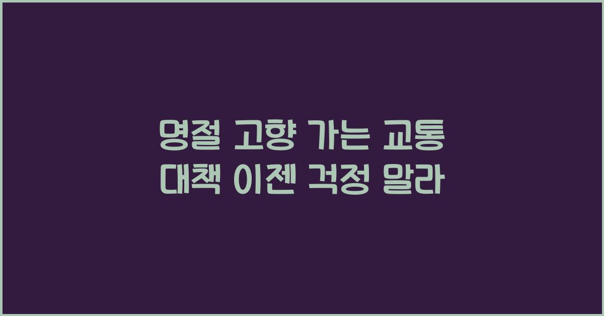 명절 고향 가는 교통 대책
