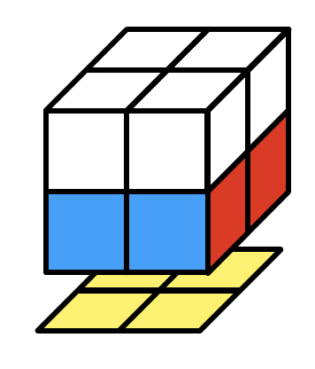 1단계와 2단계를 마친 후에 큐브를 뒤집은 모습