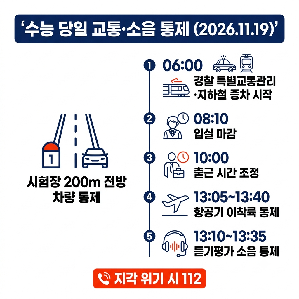 수능 교통 통제 시간 인포그래픽