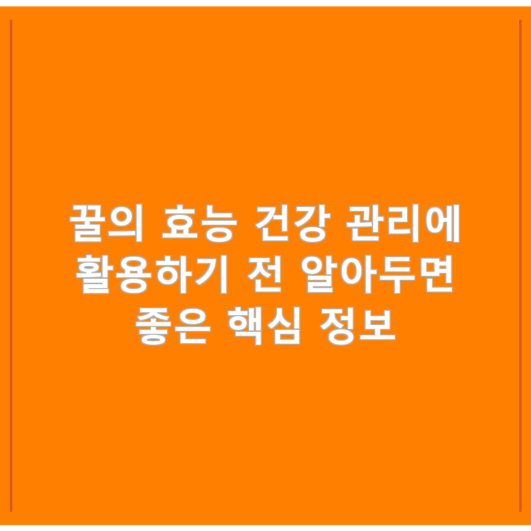 꿀의 효능 건강 관리에 활용하기 전 알아두면 좋은 핵심 정보