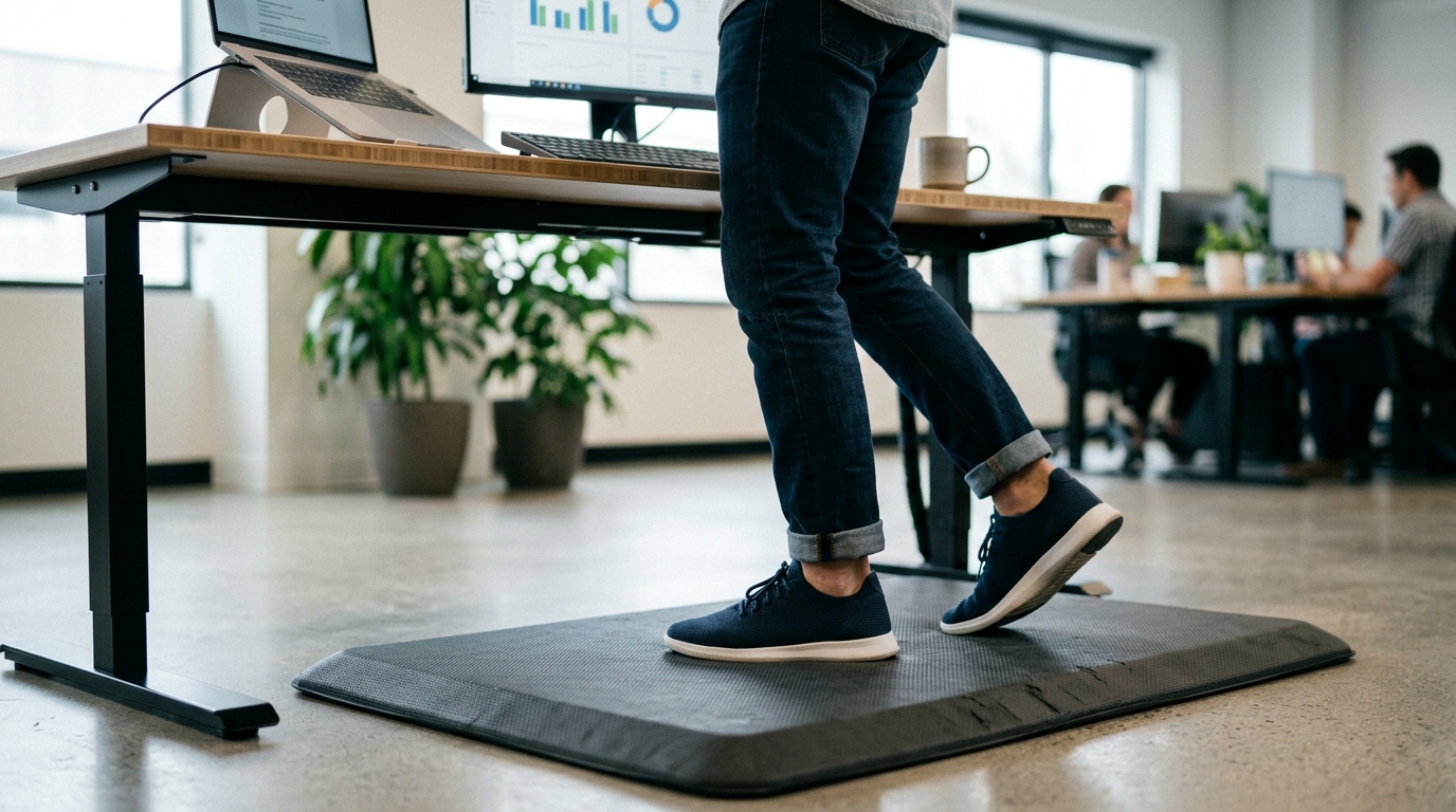 스탠딩 데스크 매트 올바른 사용법 발 위치