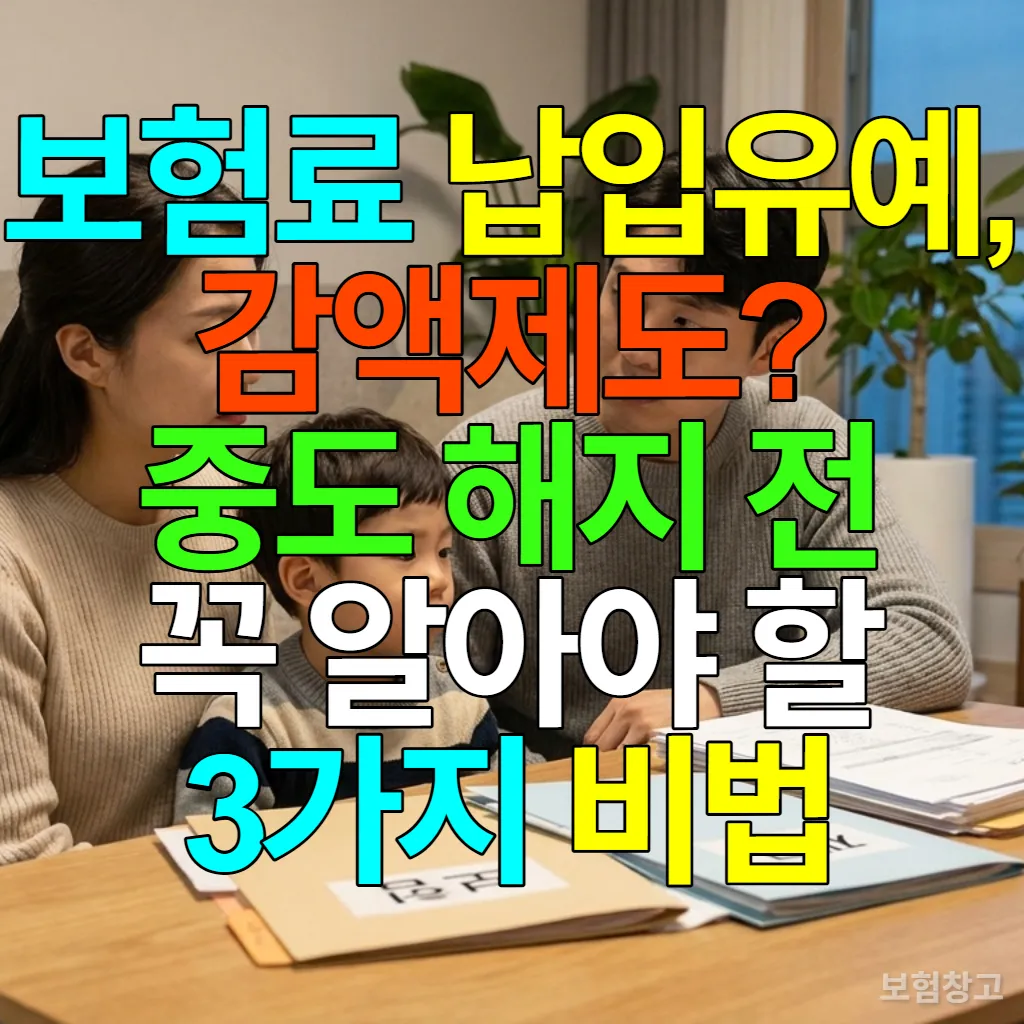 경제적 어려움으로 보험 서류를 살펴보는 젊은 한국인 가족의 모습