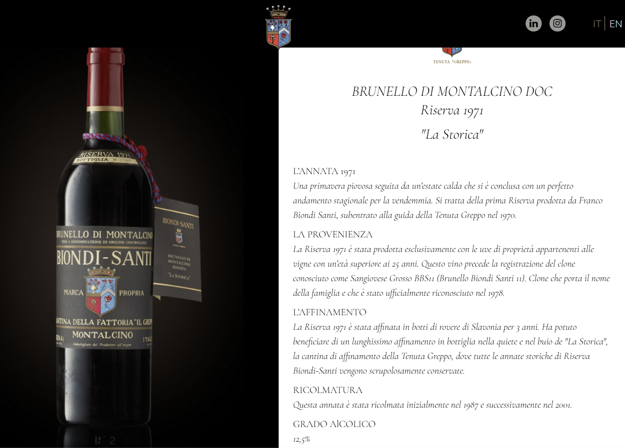 [Italy] Biondi‑Santi Brunello di Montalcino Riserva 1971, Montalcino, Tuscany｜비온디-산티 브루넬로 디 몬탈치노 리제르바 1971, 몬탈치노, 투스카니