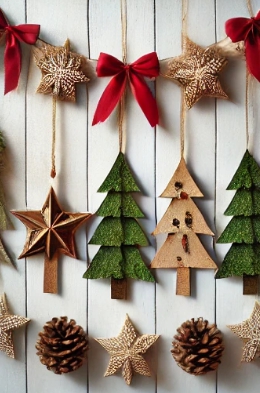 크리스마스 장식이 벽 에 걸려있는 모습