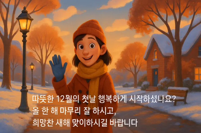 눈 덮힌 마을 소녀 12월 1일 문구