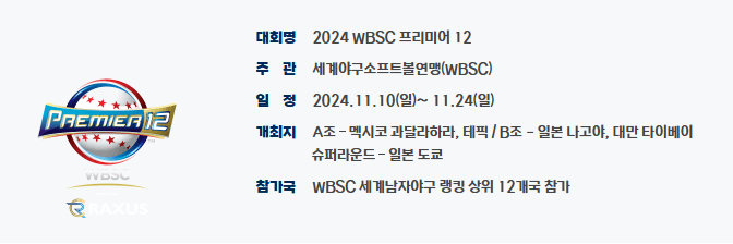 2024 야구 WBSC 프리미어 12 경기일정 실시간 무료중계 참가국 순위 슈퍼라운드 명단 ⚾