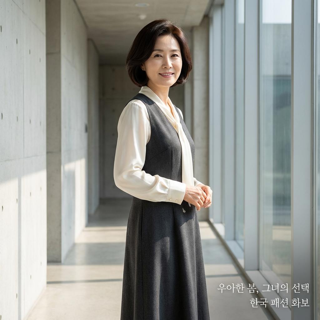 환절기 가디건 레이어드 원피스 스타일