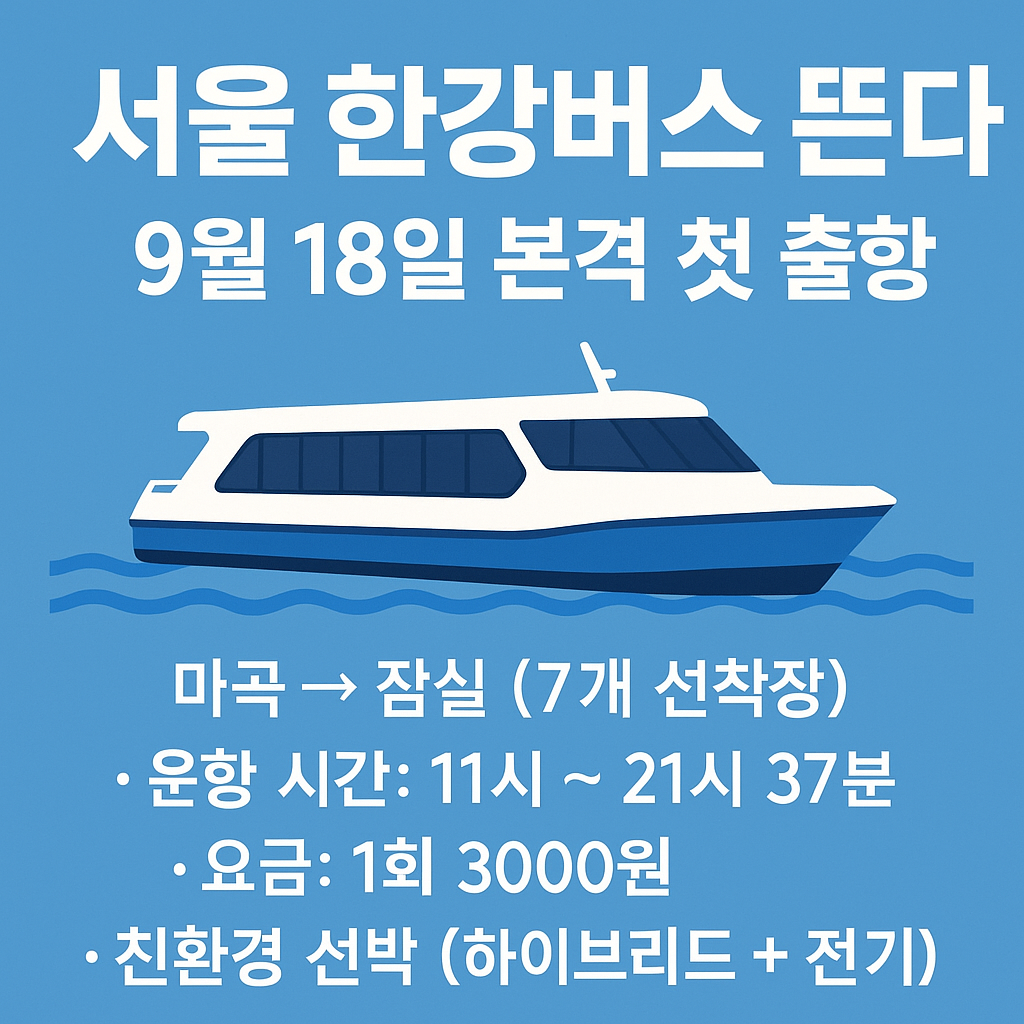 수상교통 새 역사, 한강버스 뜬다 – 9월 18일 본격 첫 출항